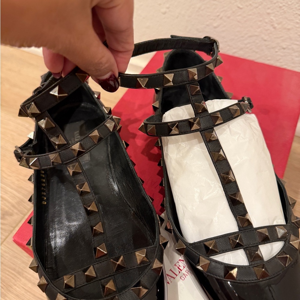 Valentino rockstud flat black patent 38 - Picture 9 of 10